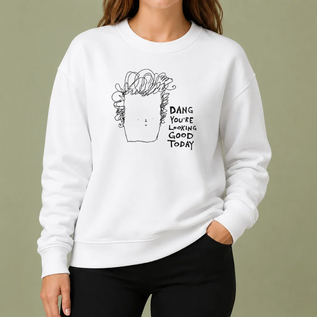 awesome-man-dang-youre-looking-good-today-sweater Awesome Man Dang Youre Looking Good Today Sweater in cozy knit fabric with classic crew neck and long sleeves