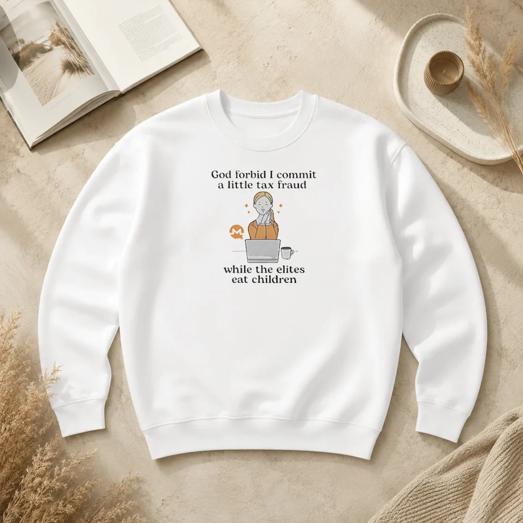 Awesome Monero Cryptocurrency God Forbid I Commit A Little Tax Fraud While The Elites Sweater Awesome Monero Cryptocurrency God Forbid I Commit A Little Tax Fraud While The Elites sweater in dark gray, crewneck style