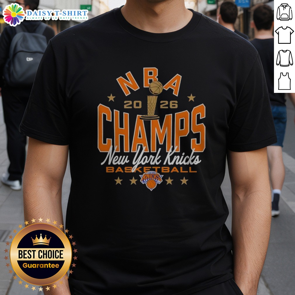 awesome-new-york-knicks-2026-nba-champions-basketball-fan-shirt Awesome New York Knicks 2026 NBA Champions Basketball Fan Shirt in blue cotton fabric with printed championship design