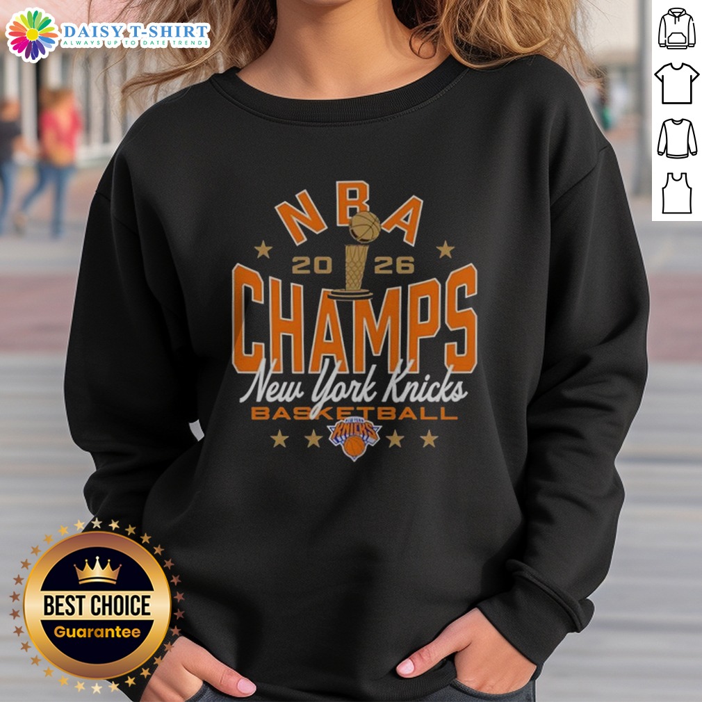 awesome-new-york-knicks-2026-nba-champions-basketball-fan-sweashirt Awesome New York Knicks 2026 NBA Champions Basketball Fan Sweashirt in blue with bold championship graphic