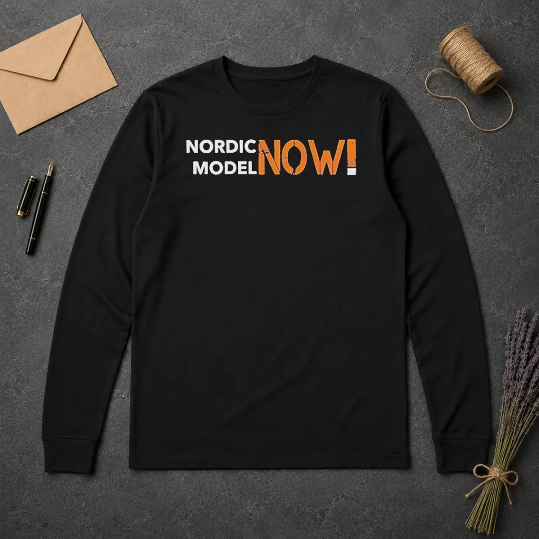 Awesome Nordic Model Now! Slogan Long Sleeve Shirt Awesome Nordic Model Now! Slogan long sleeve shirt with bold text design on front, comfortable fit