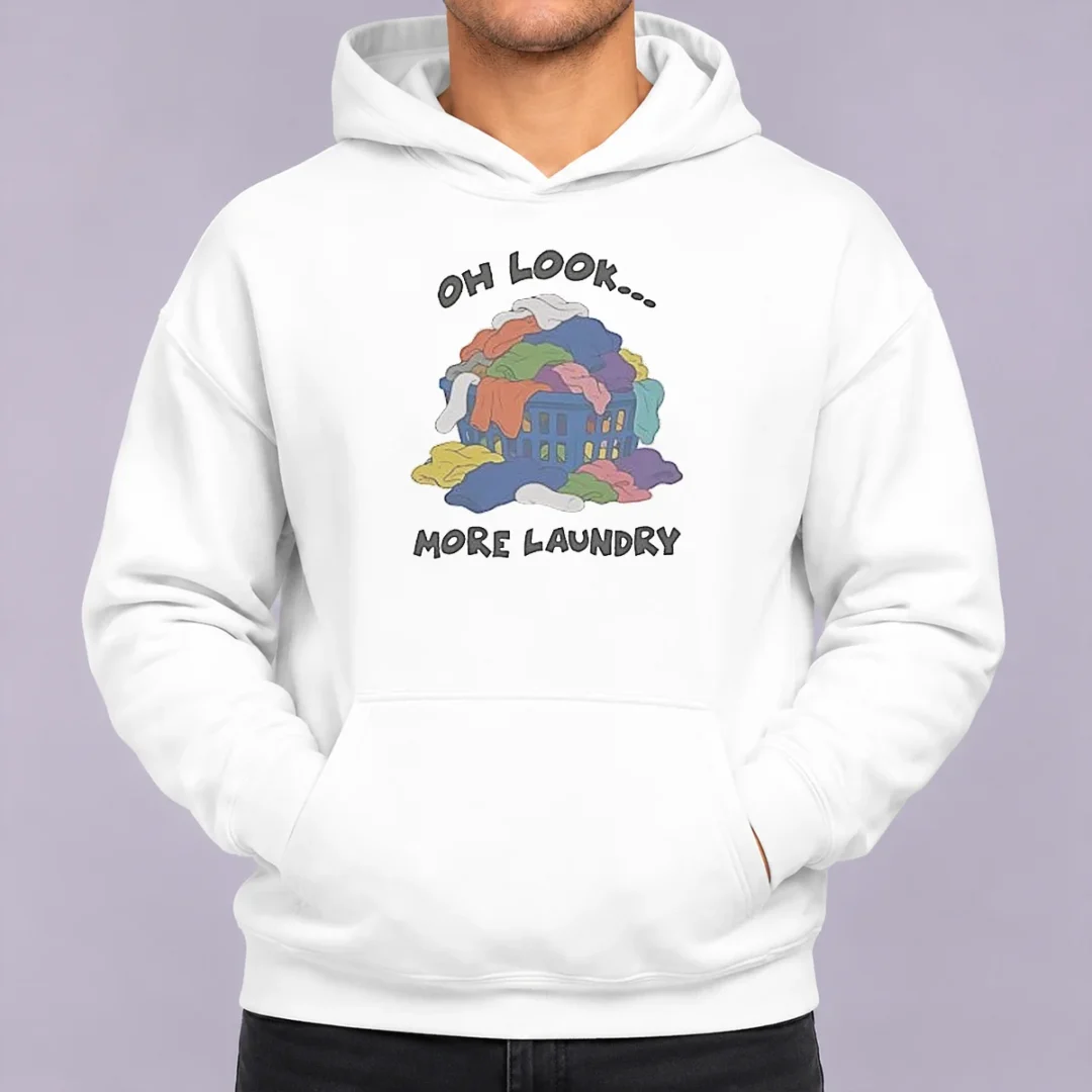 awesome-oh-look-more-laundry-hoodie Awesome Oh Look More Laundry Hoodie in charcoal gray with front pocket and drawstring hood