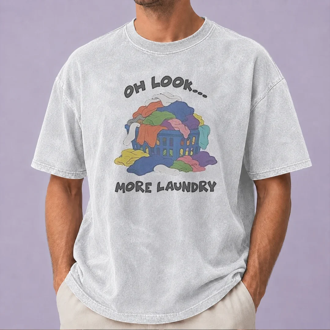 awesome-oh-look-more-laundry-washed-t-shirt Awesome Oh Look More Laundry Washed T Shirt in soft cotton fabric with subtle faded wash effect