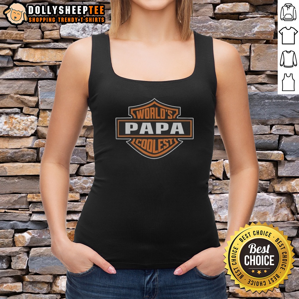 awesome-papa-harley-davidson-worlds-coolest-tank-top Awesome Papa Harley Davidson Worlds Coolest Tank top in black for motorcycle enthusiasts
