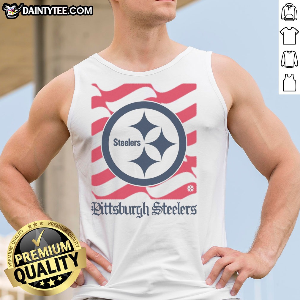 awesome-pittsburgh-steelers-american-heritage-wordmark-tank-top Awesome Pittsburgh Steelers American Heritage Wordmark Tank top in black, featuring the iconic team logo.