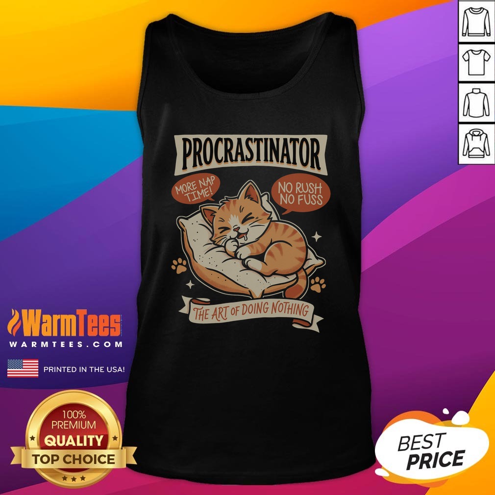 awesome-procrastinator-cat-tank-top Awesome Procrastinator Cat tank top featuring a cute cat graphic on a soft fabric.