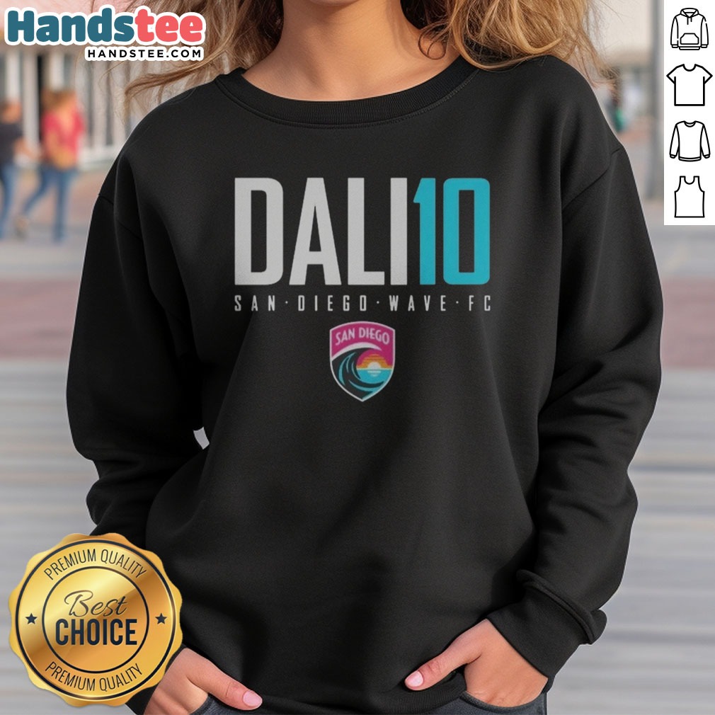 awesome-san-diego-wave-fc-dali-10-san-diego-wave-fc-san-diego-wave-fc-sweatshirt Awesome San Diego Wave FC DALI 10 sweatshirt featuring vibrant team colors and logo.