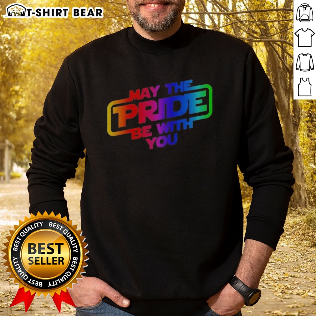 awesome-star-wars-may-the-pride-be-with-you-lgbtq-pride-rainbow-graphic-sweatshirt Awesome Star Wars May The Pride Be With You LGBTQ Pride Rainbow Graphic Sweatshirt showcasing vibrant colors and design