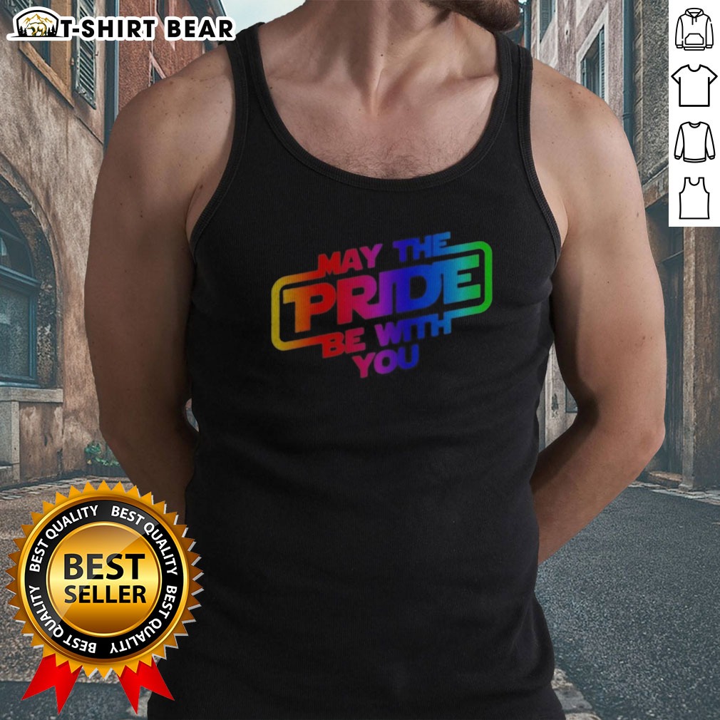 awesome-star-wars-may-the-pride-be-with-you-lgbtq-pride-rainbow-graphic-tank-top Awesome Star Wars May The Pride Be With You LGBTQ Pride Rainbow Graphic Tank top featuring vibrant rainbow colors.