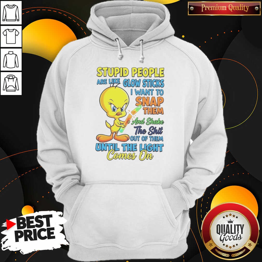 awesome-stupid-people-are-like-glow-sticks-i-want-to-snap-them-and-shake-the-shit-out-of-them-until-the-light Awesome Stupid People Are Like Glow Sticks I Want To Snap Them And Shake The Shit Out Of Them Until The Light Comes On Tweety Bird tank top optimized showing sleeveless black tank top with bold graphic