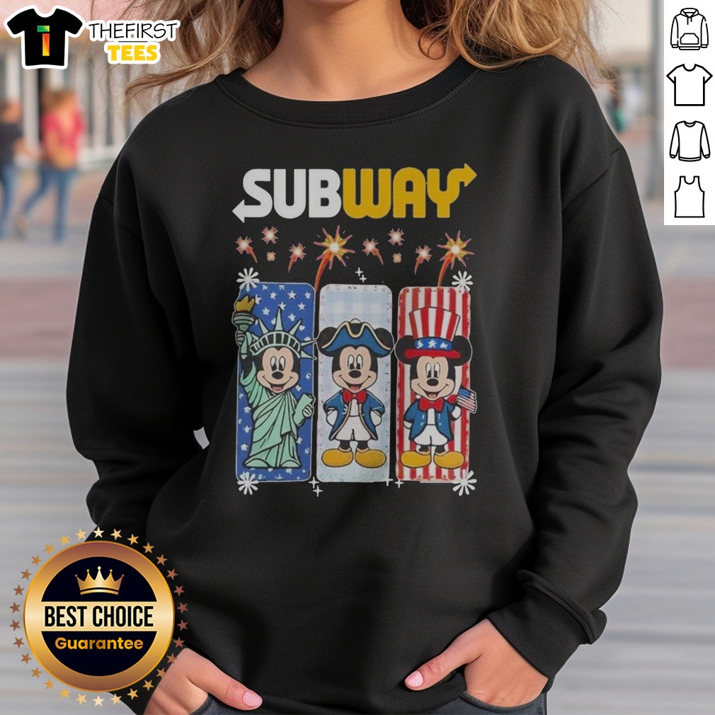 awesome-subway-mickey-mouse-statue-of-liberty-uncle-sam-fourth-of-july-sweatshirt Awesome Subway Mickey Mouse Statue Of Liberty Uncle Sam Fourth Of July Sweatshirt in navy blue, cozy crewneck with patriotic graphic