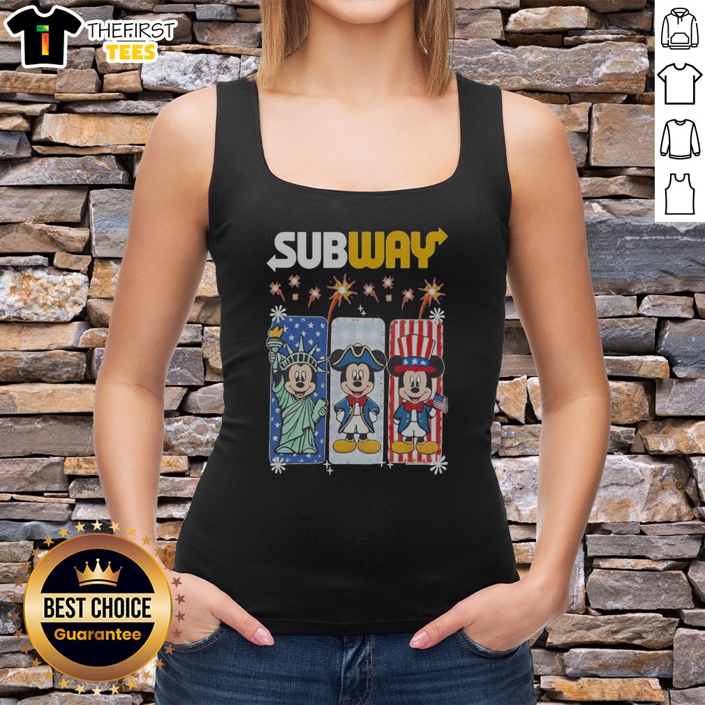 awesome-subway-mickey-mouse-statue-of-liberty-uncle-sam-fourth-of-july-tank-top Awesome Subway Mickey Mouse Statue Of Liberty Uncle Sam Fourth Of July Tank top featuring patriotic cartoon design on sleeveless shirt