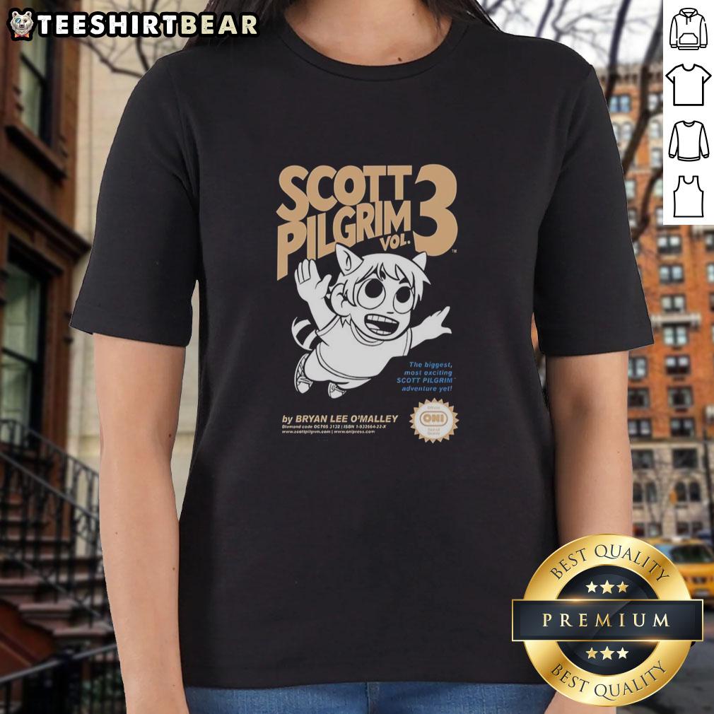 awesome-the-biggest-most-exiting-adventure-scott-pilgrim-vol-3-scott-pilgrim-ladies-tee Scott Pilgrim Ladies Tee featuring art from 'Awesome: The Biggest, Most Exciting Adventure' Vol. 3, vibrant and stylish design.