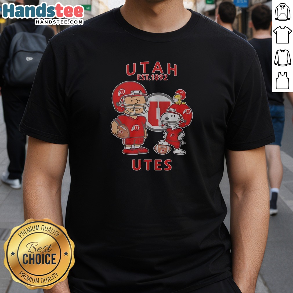 awesome-the-peanuts-utah-utes-football-est-1892-shirt Awesome The Peanuts Utah Utes Football Est 1892 Shirt in classic crew neck style with bold team graphic