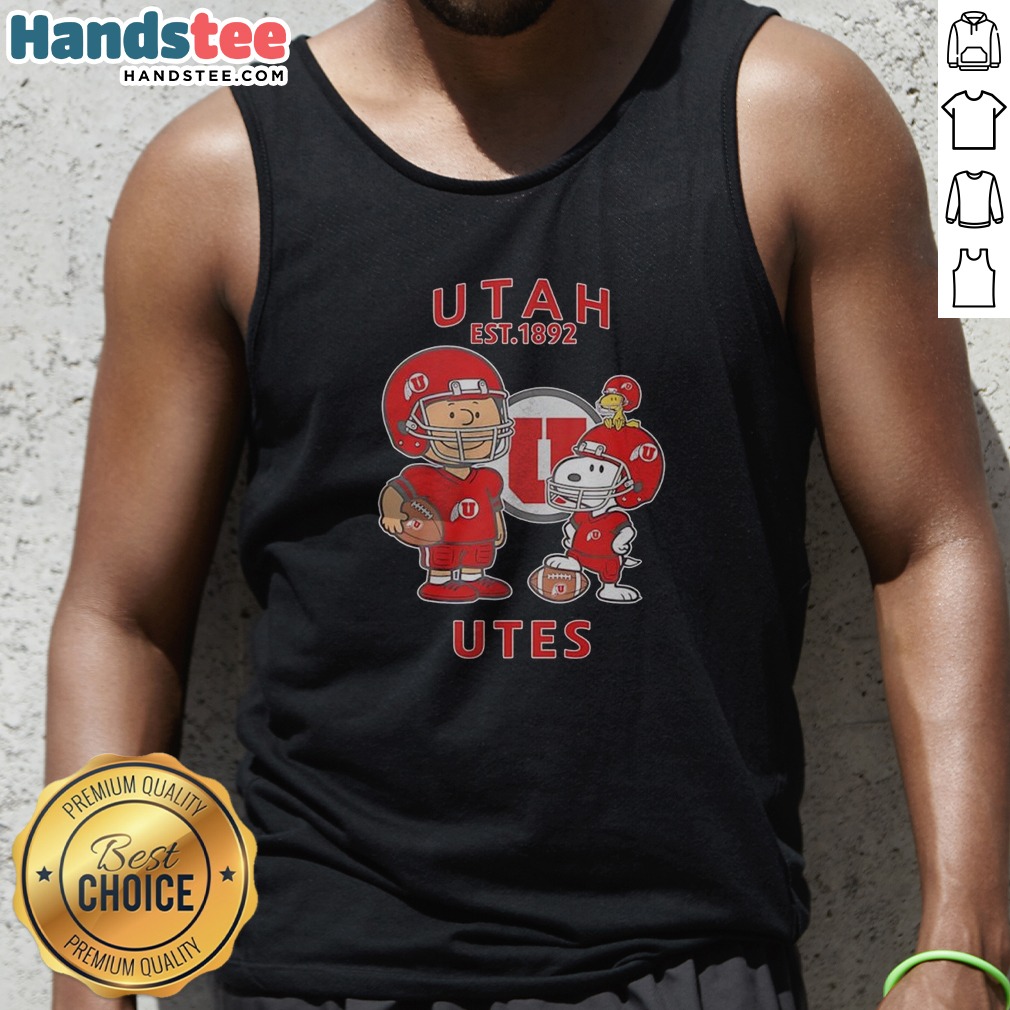 awesome-the-peanuts-utah-utes-football-est-1892-tank-top Awesome The Peanuts Utah Utes Football Est 1892 Tank Top in classic red with bold white lettering