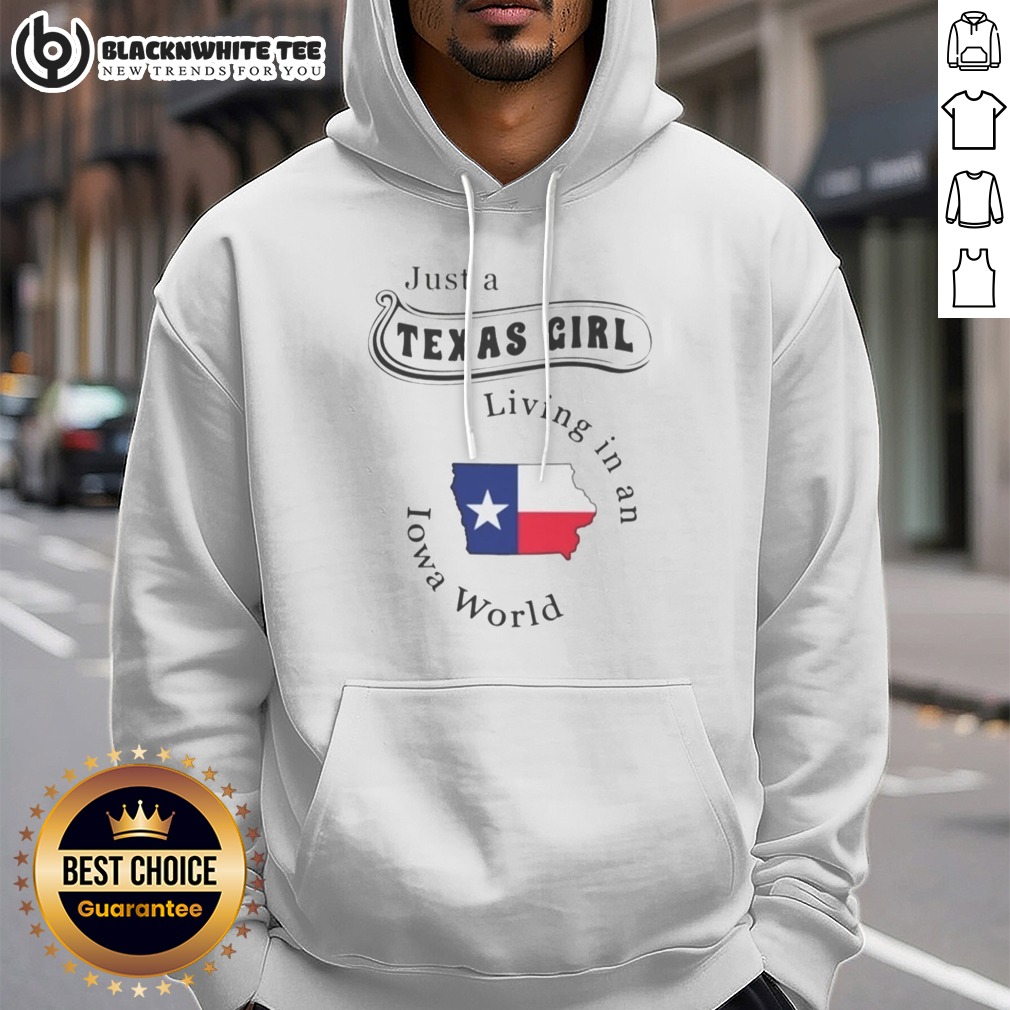 Awesome To Just A Texas Girl Living In An Iowa World Map Hoodie Awesome To Just A Texas Girl Living In An Iowa World Map Hoodie in black, featuring a cozy pullover design with front pocket