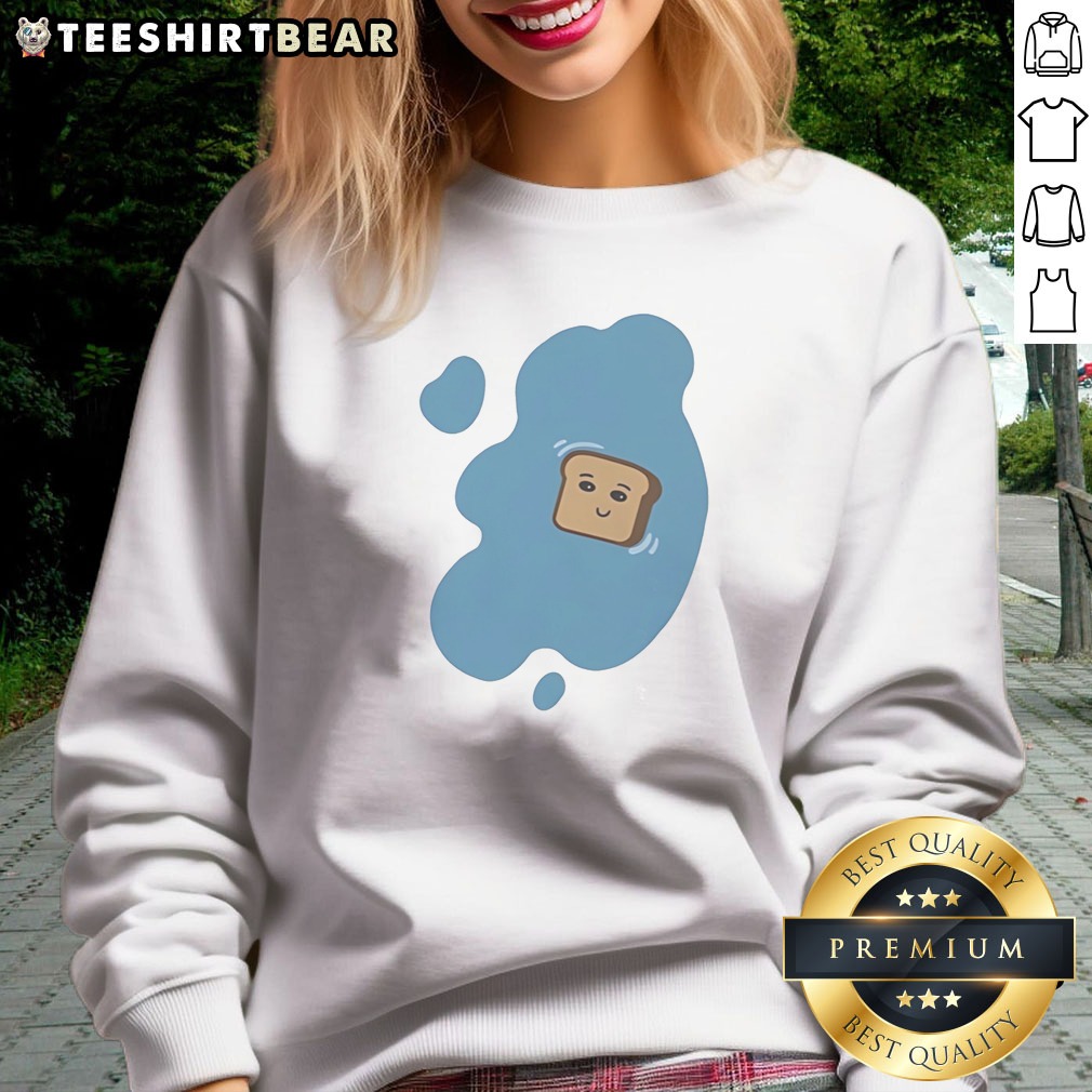 awesome-toast-in-a-blue-puddle-of-water-funny-food-pun-cartoon-character-design-sweatshirt Awesome Toast In A Blue Puddle Of Water Funny Food Pun Cartoon Character Design Sweatshirt featuring a whimsical toast character.