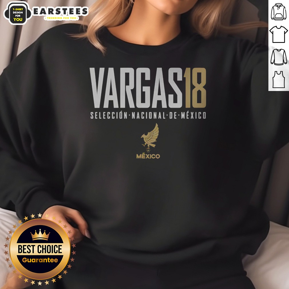 awesome-vargas-18-mexico-seleccion-nacional-de-mexico-sweatshirt Awesome Vargas 18 Mexico Seleccion Nacional De Mexico sweatshirt in green with white and red graphic design