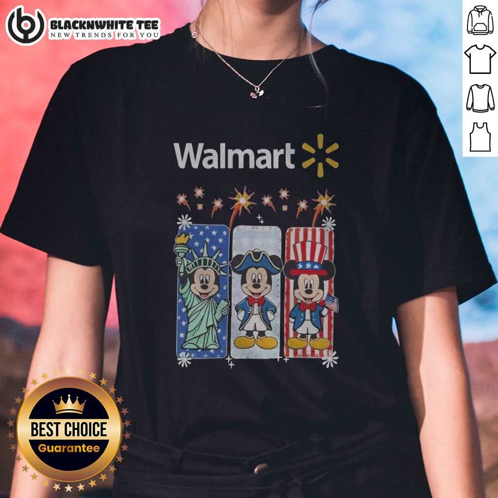Awesome Walmart Mickey Mouse Statue Of Liberty Patriot Independence Day Ladies Shirt Awesome Walmart Mickey Mouse Statue Of Liberty Patriot Independence Day Ladies Shirt in navy blue with patriotic graphic