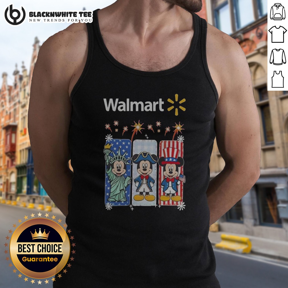 Awesome Walmart Mickey Mouse Statue Of Liberty Patriot Independence Day Tank Top Awesome Walmart Mickey Mouse Statue Of Liberty Patriot Independence Day Tank Top in black, front view