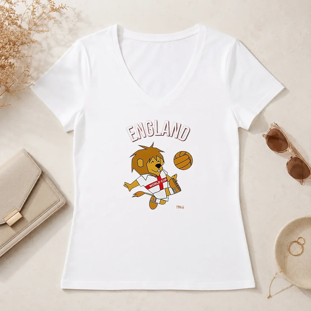 Awesome World Cup Willie England 1966 Soccer Mascot Mascot England V Neck Shirt Awesome World Cup Willie England 1966 Soccer Mascot Mascot England V-Neck Shirt