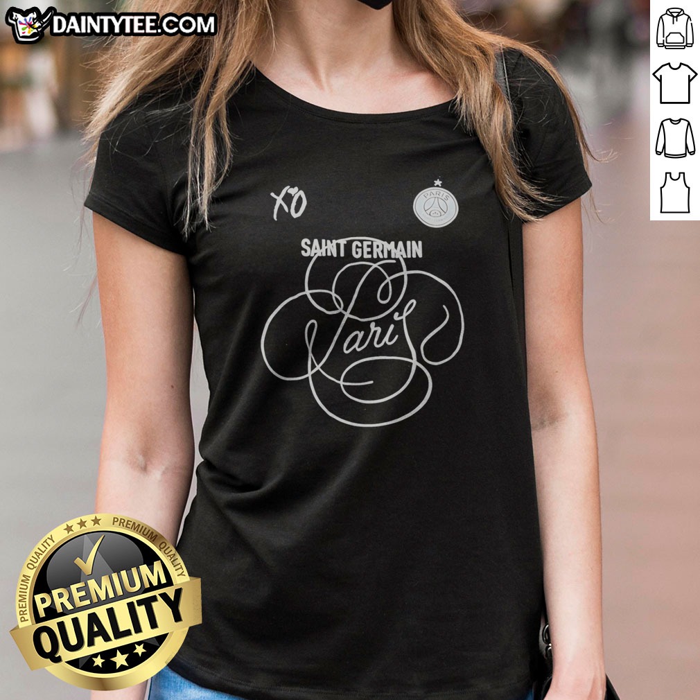 awesome-xo-paris-saint-germain-saint-germain-paris-ladies-shirt Awesome XO Paris Saint Germain Saint Germain Paris Ladies Shirt featuring a classic crew neck and comfortable fit