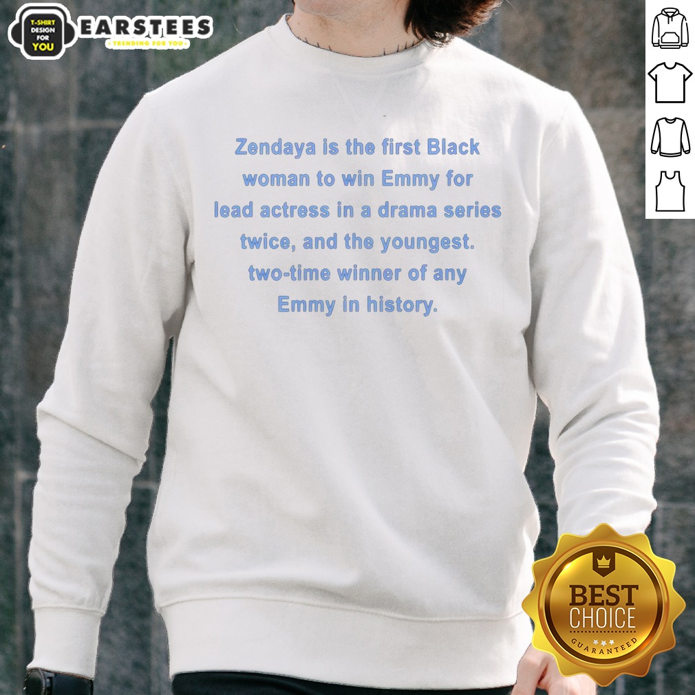 awesome-zendaya-is-the-first-black-woman-to-win-emmy-for-lead-actress-in-a-drama-series-sweatshirt Awesome Zendaya Is The First Black Woman To Win Emmy For Lead Actress In A Drama Series sweatshirt displayed on a model