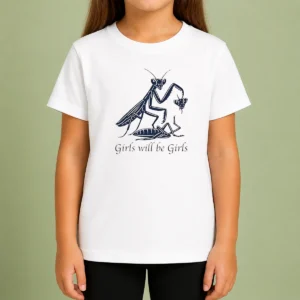 Pretty Praying Mantis Nature Science Biology Girls Will Be Girls Kids T-Shirt