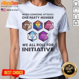 Funny When Someone Attacks One Party Member We All Roll For Initiative Retro ladies tee showcasing a playful gaming theme