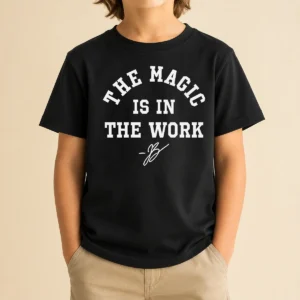 Funny Ben Stiller Jalen Brunson The Magic Is In The Work Signature Kids T-Shirt