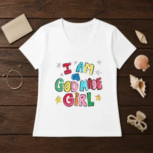 Official I Am A God Made Girl V-Neck Shirt