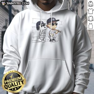 Awesome Snoopy And Charlie Brown Baseball Wearing New York Yankees Jersey Hoodie featuring vibrant graphics