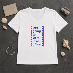 Good Girl Going To Work In An Office Minimalist Career Lifestyle Humor V-Neck Shirt