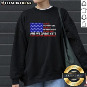 Hot Chaos Corruption Cruelty sweatshirt featuring bold text on social issues, perfect for expressing your thoughts on class war.