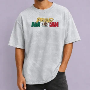 Pretty Proud American Eagle Washed T Shirt showing front design on soft, faded fabric