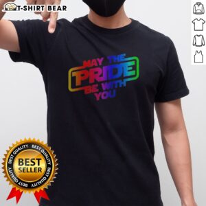 Awesome Star Wars May The Pride Be With You LGBTQ Pride Rainbow Graphic Shirt featuring a vibrant rainbow design.