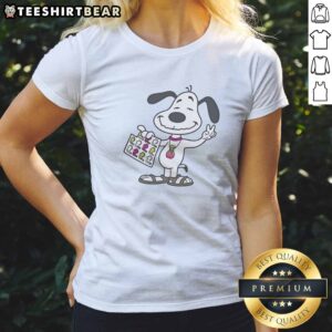 Pretty Snoopy Hippie Woodstock Sheet Parody Pop Culture Peanuts Character Casual Ladies Shirt on display