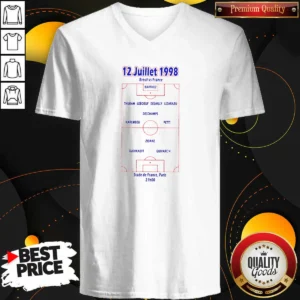 Top France 1998 World Cup Final Team 12 Juillet 1998 Stade De France Paris V Neck Shirt optimized for v neck fit