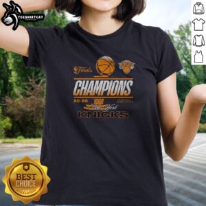 Funny New York Knicks 2025 2026 Finals Champions National Basketball Association Team Ladies shirt in white featuring bold team graphics