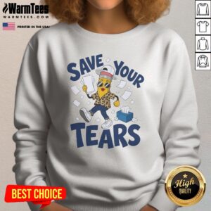 Top Save Your Tears Pencil Character Leopard Print Sweatshirt