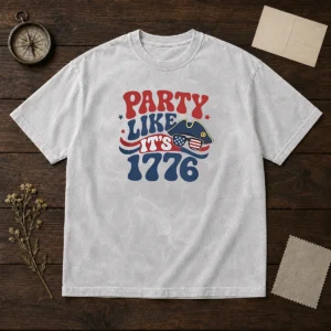 Good Party Like It Is 1776 American Flag Sunglasses Revolutionary War Patriot Washed T-Shirt
