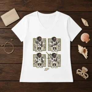 Top Basketball Purdue The Lance Dance Lance Jones V Neck Shirt featuring a comfortable V neck style with bold basketball-themed graphics