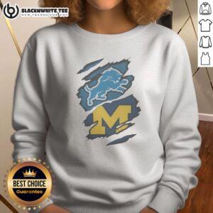 Nice Detroit Lions Michigan Wolverines Combined Logo Graphic Apparel Sweatshirt featuring bold team logos