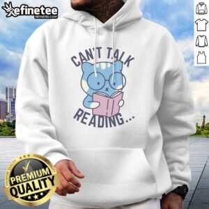 Good Can'T Talk Reading hoodie in charcoal grey with front pocket and adjustable hood