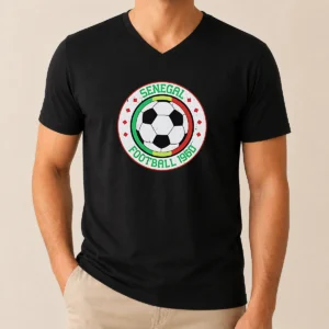 Premium Senegal Football 1960 Vintage Soccer V Neck Shirt in classic white with retro print