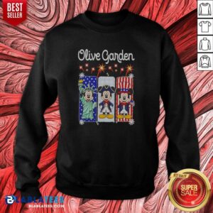 Official Olive Garden Mickey Mouse As Statue Of Liberty And Uncle Sam USA sweatshirt optimized, cozy crewneck sweatshirt with patriotic Disney design