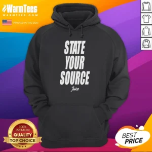 Good Jaylen Brown State Your Source Hoodie in black, featuring a comfortable pullover design with front kangaroo pocket