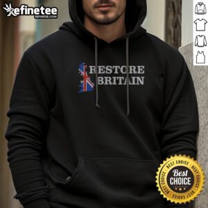 Top Restore Britain Union Jack England Scotland Wales hoodie featuring vibrant colors and iconic design.