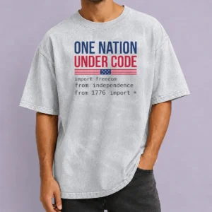 Nice One Nation Under Code Washed T Shirt in soft cotton with vintage washed finish
