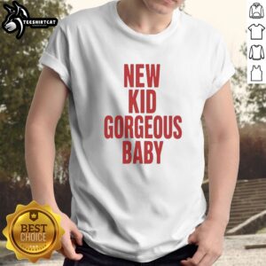 Premium John Mulaney New Kid Gorgeous Baby Red Text Shirt displayed on a flat surface, showcasing vibrant red text.